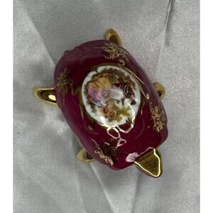 Burgundy Limoges hand painted Turtle trinket box